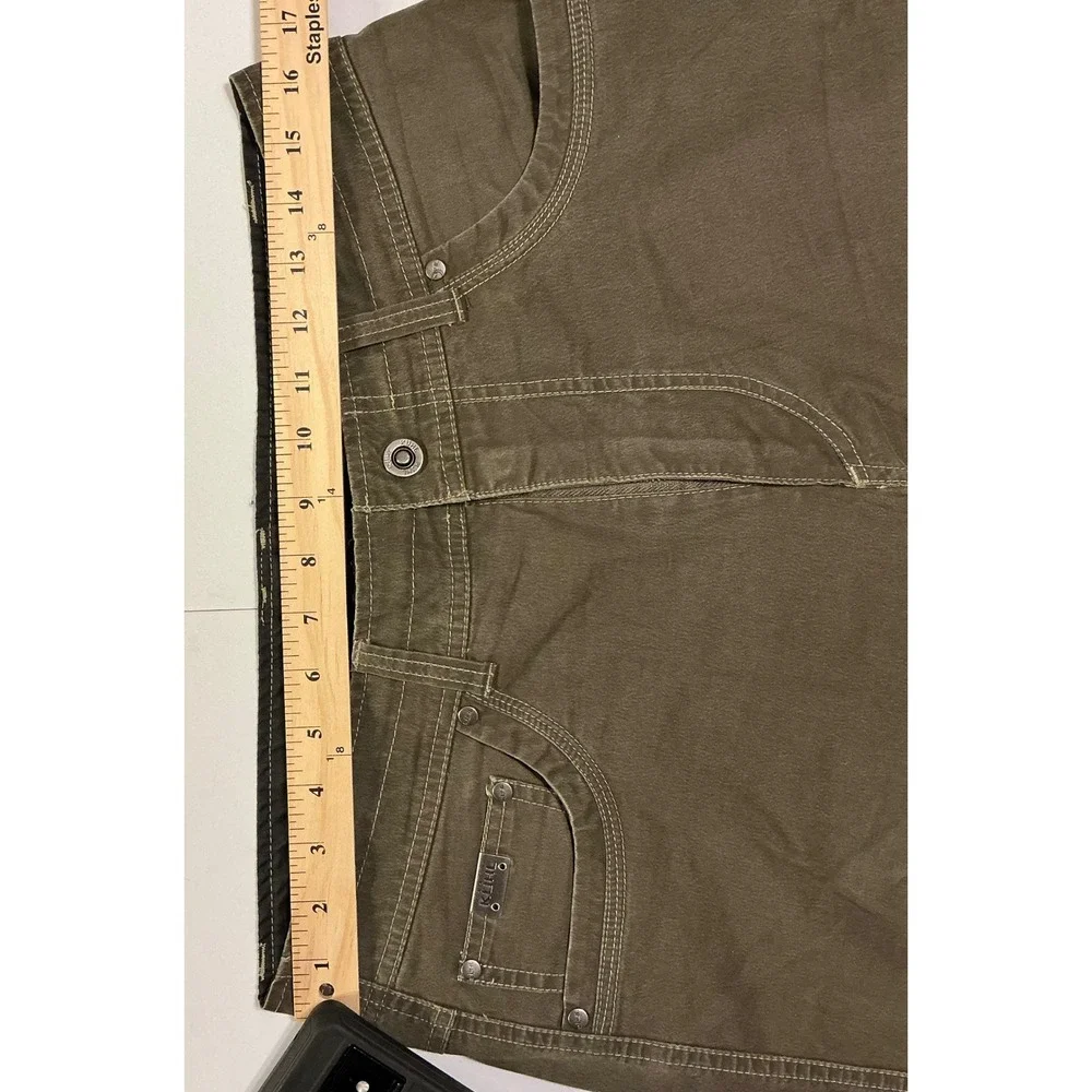 Kuhl Rydr Mens 32x32 Dark Khaki Brown Cotton Blend Hiking Workwear Pants - Picture 8 of 9